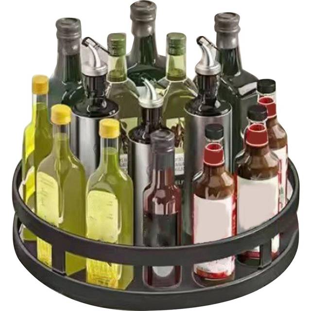 Rotating Kitchen Storage Tray 360 Degreee Rotatable Spice Organizer Bin Carbon Steel Spice Rack for