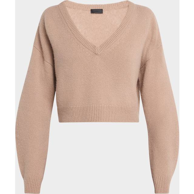 V-Neck Cashmere Cropped Sweater - OAT - Large