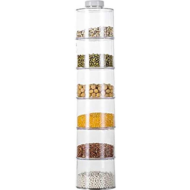 6PCS Spice Storage Boxes Stackable Spice Tower Racks Transparent Seasoning Cans Kitchen Tools vit