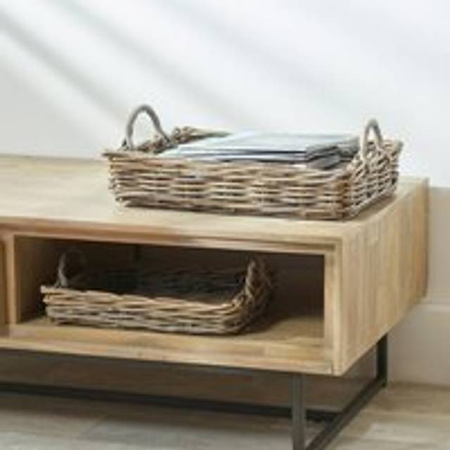 Set of 2 Kubu Basket Trays - Grey