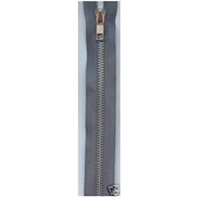YKK Silver Metal Open End Zips Mid Grey