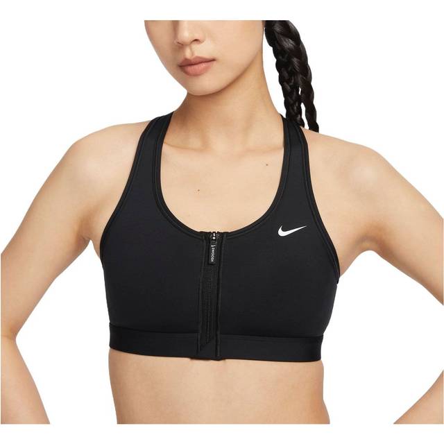 (WMNS) Nike Swoosh Front Zip Medium-Support Padded Sports Bra Asia Sizing 'Black' - black