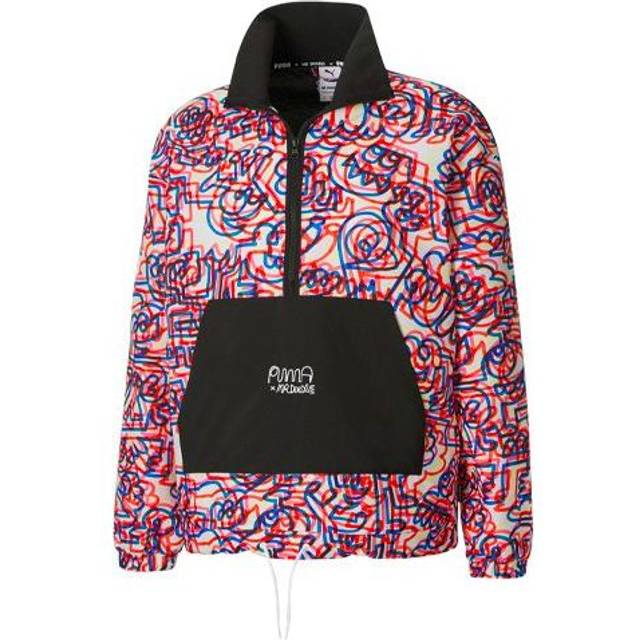 PUMA x Mr Doodle Crossover Graffiti Printing Contrasting Colors Cardigan Stand Collar Jacket Red 530648-02 - Default Color - XS