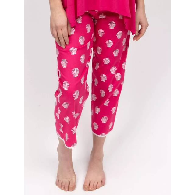 Cyberjammies Sofia Shell Print Cropped Pyjama Bottoms, Bright Pink