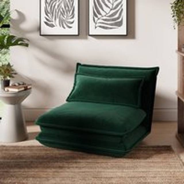 Jackson Velvet Foldable Single Sofa Bed - Bottle Green