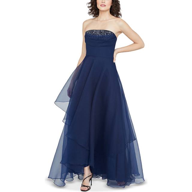 Aubrey Strapless Beaded Organza Gown - NAVY - 2