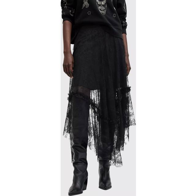 AllSaints Josie Lace Skirt, Black