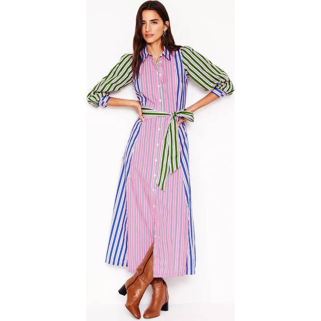 Boden Clara Stripe Shirt Dress, Pink Rose/Multi