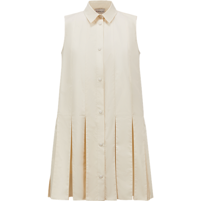 Beige Sleeveless Pleated Dress Set