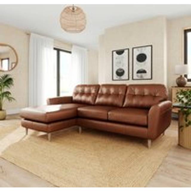 Sven Vintage Leather Large Corner Chaise Sofa - Vintage Leather Brown