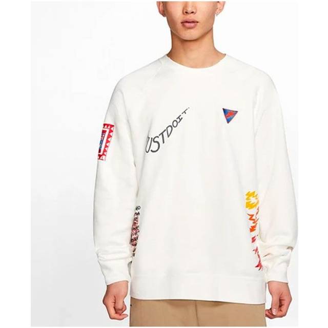Nike Sportswear Graffiti Printing Round Neck Pullover White CJ5055-133 - XL