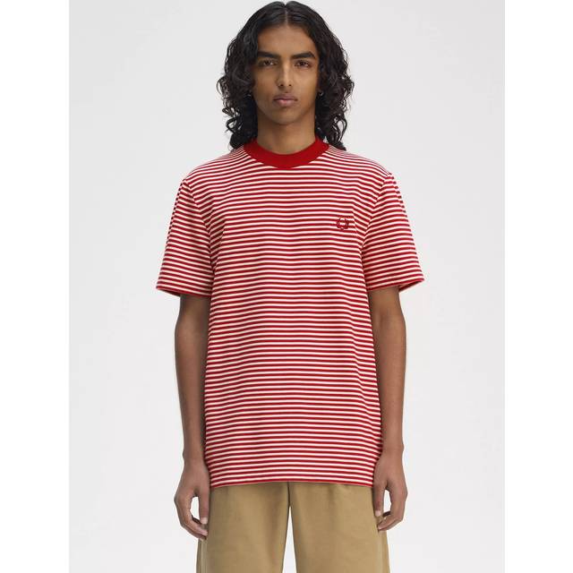 Fred Perry Fine Stripe T Shirt Red