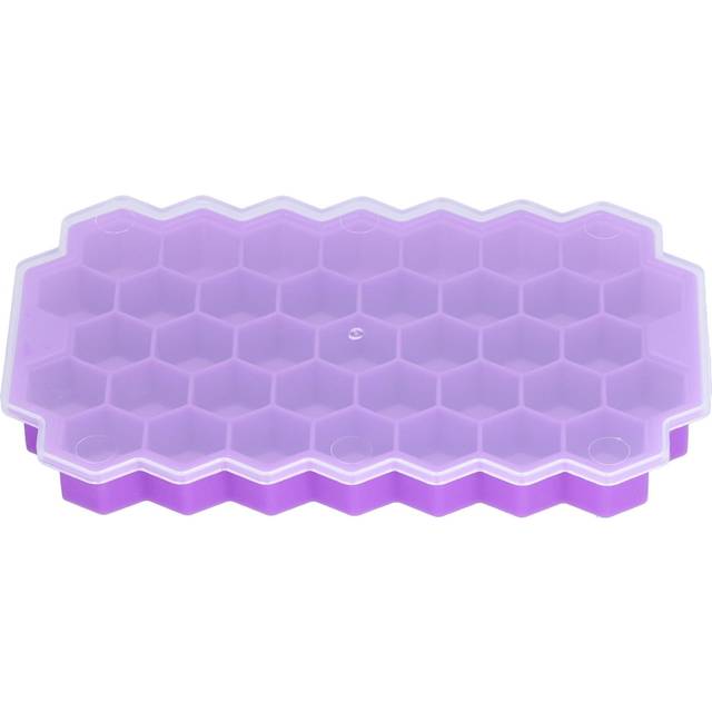 37?Grids Ice Cubes Mold Reusable Stackable Silicone Ice Tray for Cocktail Beverages DrinksPurple