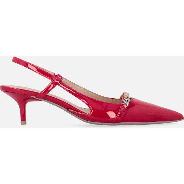 Pinko, Escarpins slingback à bout pointu effet cuir verni, Rouge, 41