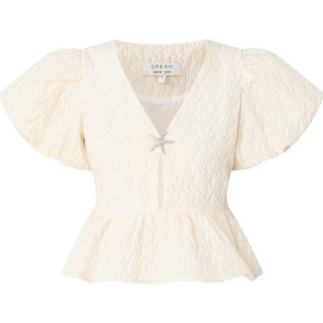Sister Jane Reef Jacquard Starfish Brooch Top, White