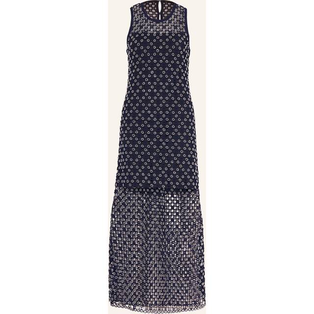 Robe Longue En Crochet Avec Perles - Bleu Marine - Maje -  Matière principale: 100% polyesterDoublure corps: 80% polyester, 20% elasthanneDoublure empiècement: 100% polyamide - Prêt-à-porter > Robes > Robes longues