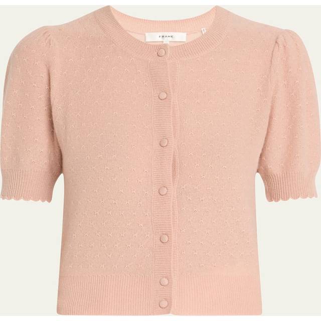 The Cashmere Pointelle Cardigan - LIGHT PINK - X-Small