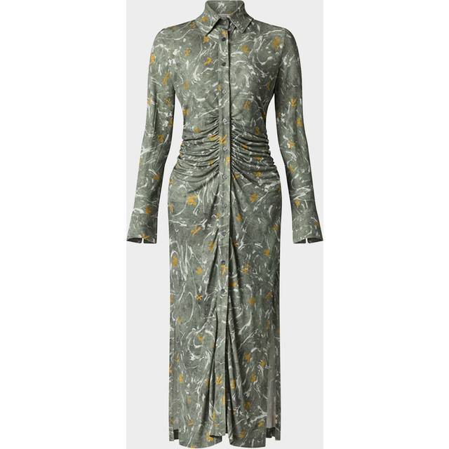 Claudia Abstract Gathered Waist Dress - MONSTERA MARBLED FLO - 40 FR (8 US)