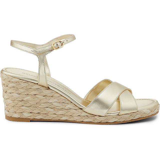 Stuart Weitzman, DAYNA ESPADRILLE WEDGE, SANDALS, LIGHT GOLD/NATURAL, LIQUID METALLIC/JUTEMIX