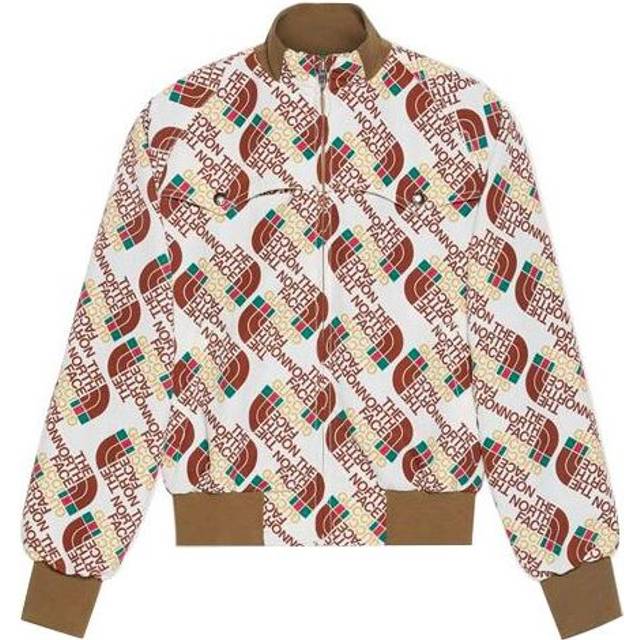 Men's Gucci x THE NORTH FACE Crossover Webbing Printing Aviator Jacket Brown - BROWN - XS