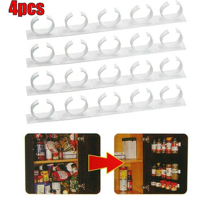 20 Clips Wall Mounted Spice Storage Rack Kitchen Cabinet Door Tidy Organizer