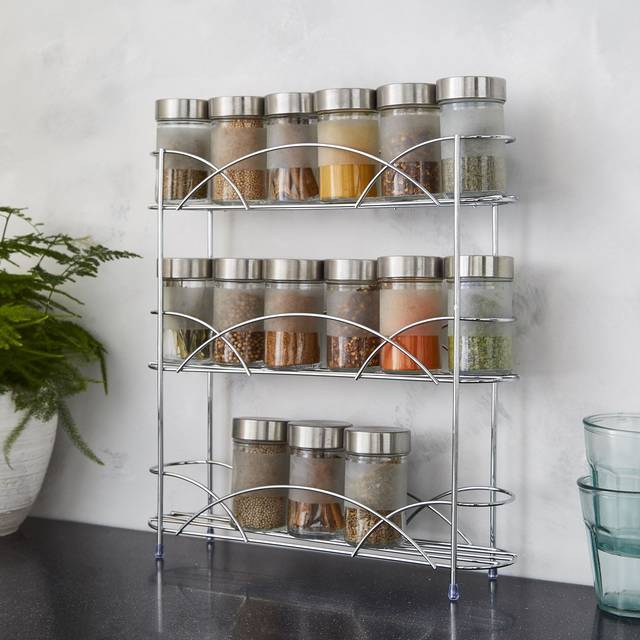 (Chrome) 3 Tier Spice Rack Organiser Free Standing Storage