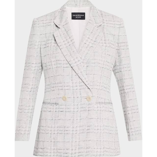 Double-Breasted Check Blazer - LIGHT GREY - 50 IT (14 US)