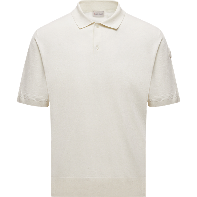 MONCLER | Ivory silk and linen knit polo shirt | Man | XL - multicolor (XL)