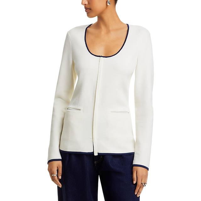 Ella Long-Sleeve Zip-Front Top - WHITE - Small