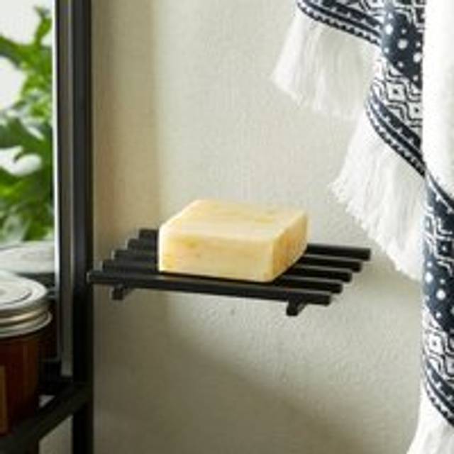 London Ribbed Wall Mounted Soap Tray - Matt Black