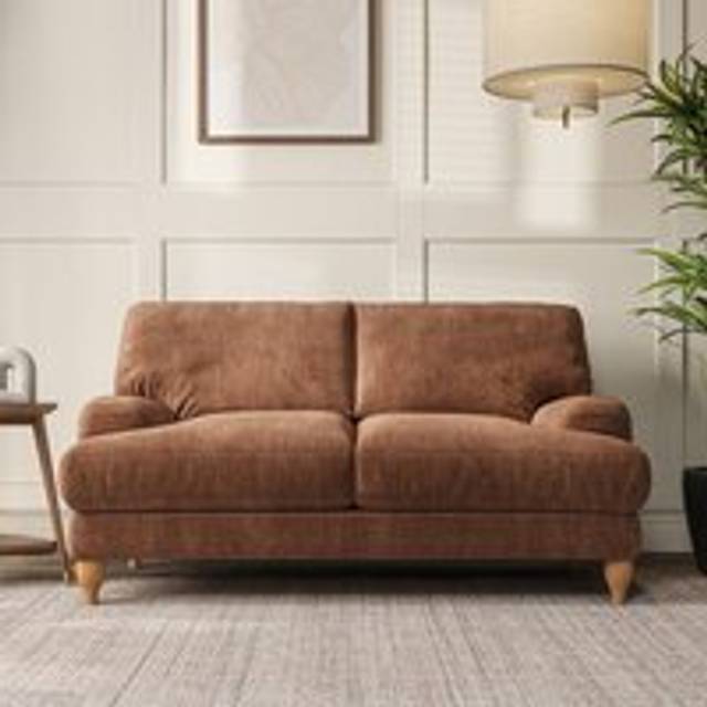 Darwin Large 2 Seater Sofa - Tonal Plush Chenille Soft Clay