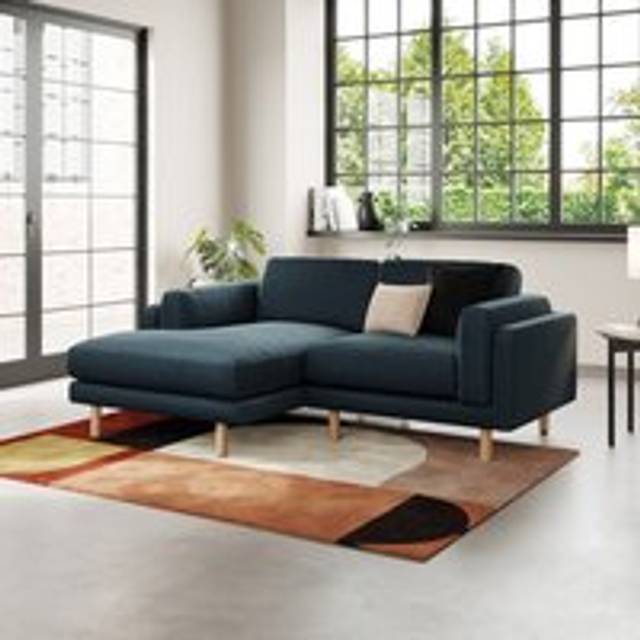 Newton Matte Plush Velvet Corner Chaise Sofa - Navy