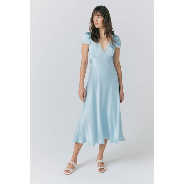 Ghost Lillie Lace Trim Satin Dress