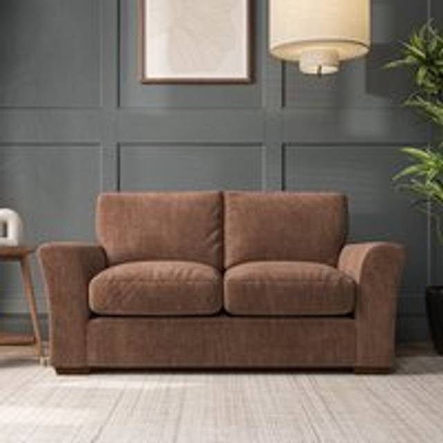 Lena Large 2 Seater Sofa - Tonal Plush Chenille Soft Clay