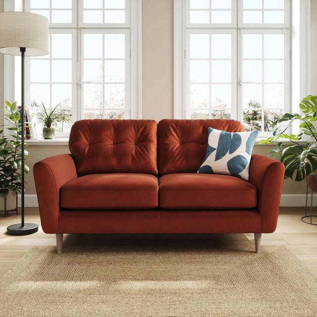 Sven Opulent Velvet 2 Seater Sofa - Orange Umber