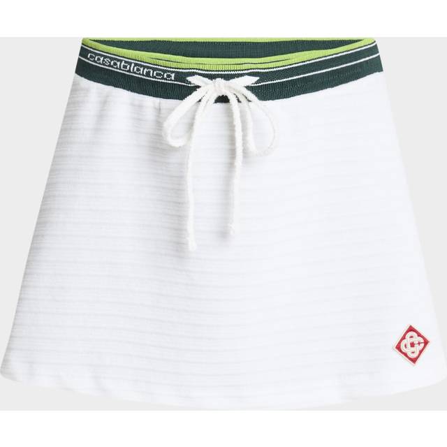 Tennis Drawstring Logo-Band Mini Skirt - WHITE - Large