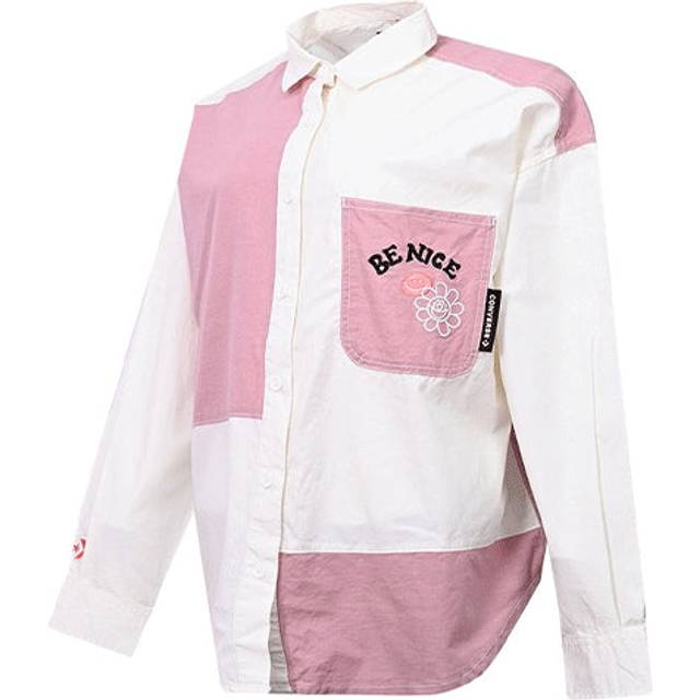 (WMNS) Converse Flowers Small Logo Colorblock Long Sleeves White Pink Shirt 10022971-A01 - Default Color