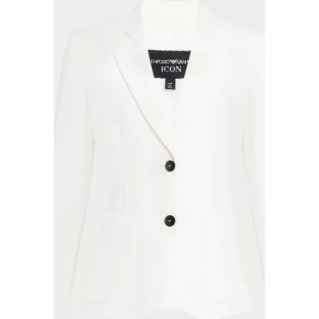 Single-Breasted Contrast Button Blazer - OFF WHITE - 50 IT (14 US)