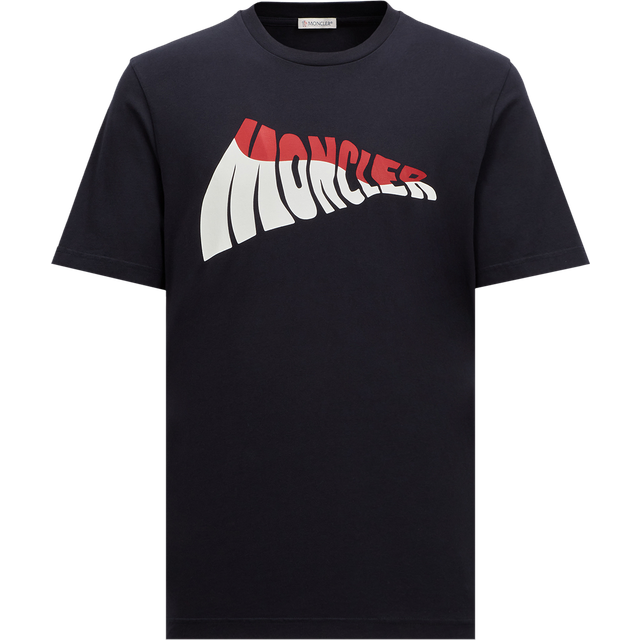 Moncler, Topp, Herr, M, Bomull, Tryckt T-shirt - blue (M)