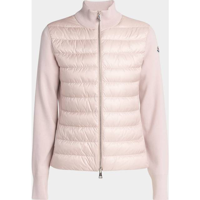 MONCLER COLLECTION Padded Wool Zip-Up Cardigan, Women, Pink, Size: XL