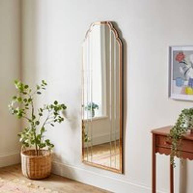 Martha Arched Art Nouveau Full Length Wall Mirror - Rose Gold