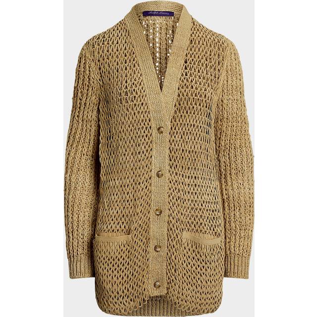 Hybrid Suede Silk-Linen Boyfriend Cardigan - LIGHT SAND - Small