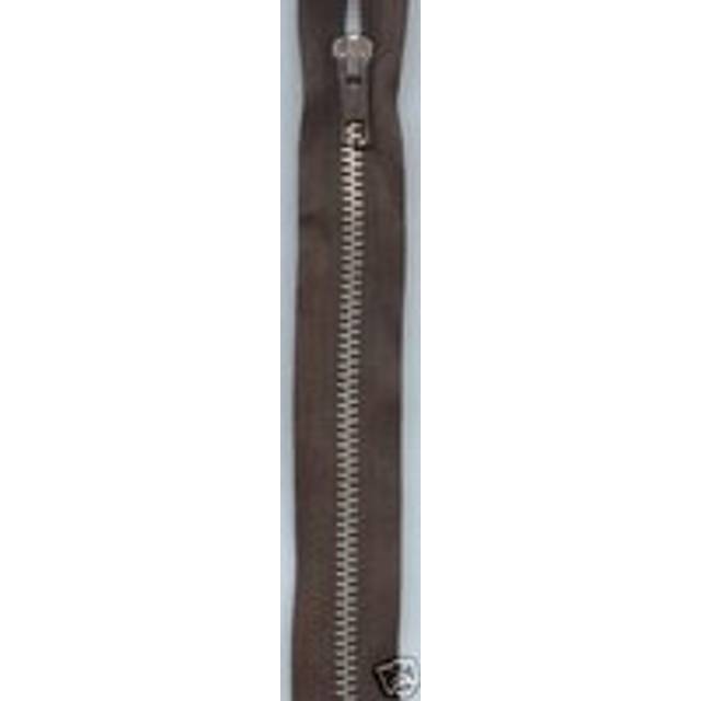 YKK Silver Metal Open End Zips Brown