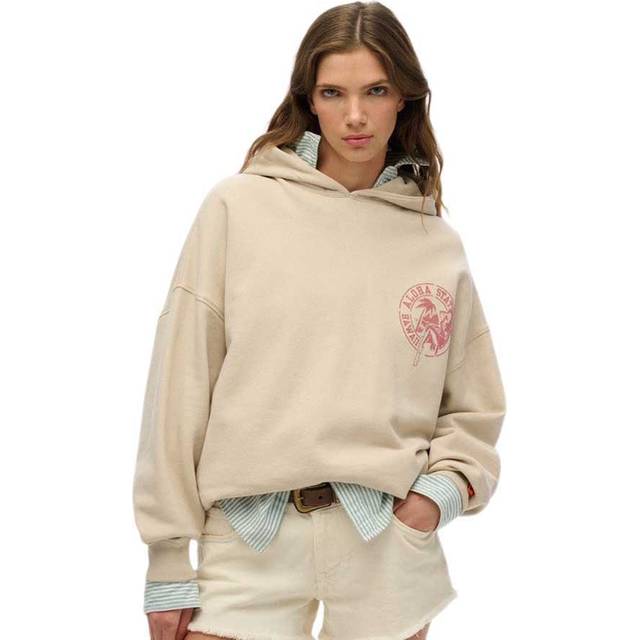 Superdry Lo-fi Outdoor Oversized Hoodie, Off Grey