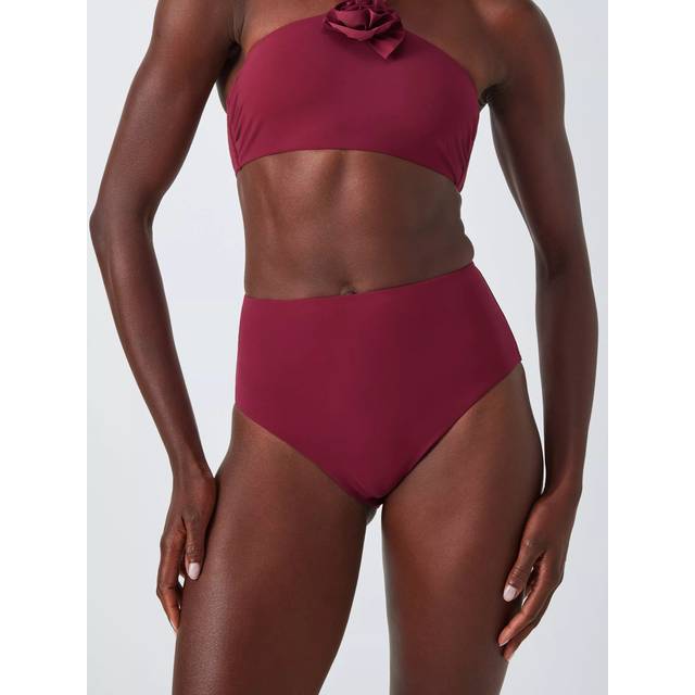 John Lewis Las Flores High Waist Bikini Bottoms, Dark Red