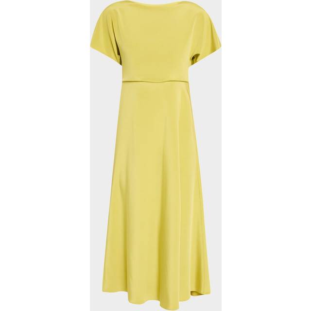 Solid Satin Midi Dress - CHARTREUSE - 12