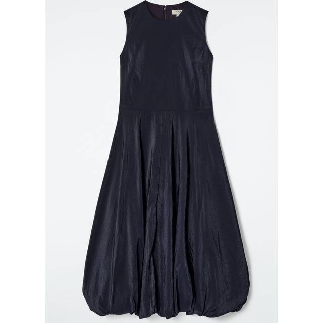 Sleeveless Bubble-Hem Midi Dress - Navy - 32