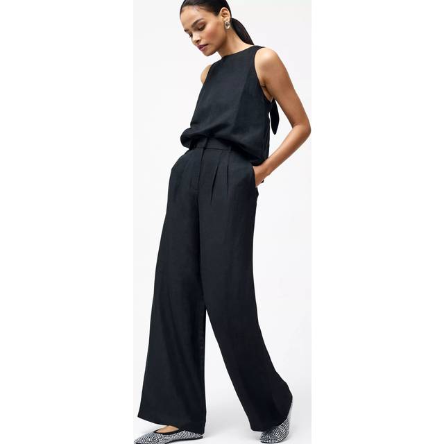 French Connection Birdie Linen Blend Wide Leg Trousers