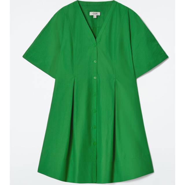 Pleated A-Line Mini Dress - Green - 44
