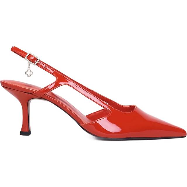 Escarpins Slingback En Cuir Vernis - Rouge - Maje -  Doublure: cuir de moutonPremière de propreté: cuir de moutonSemelle extérieure: 100% résineTige: cuir de vache - Vêtements & accessoires > Chaussures > Escarpins